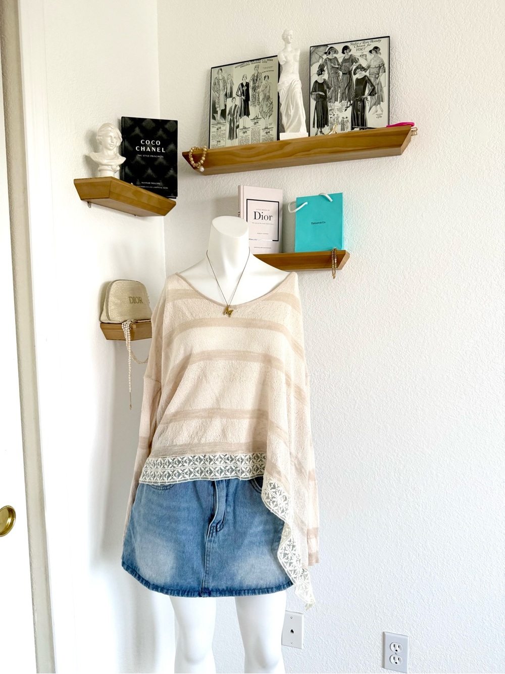Free People Pebble Dash Top Tan & Cream SIZE L